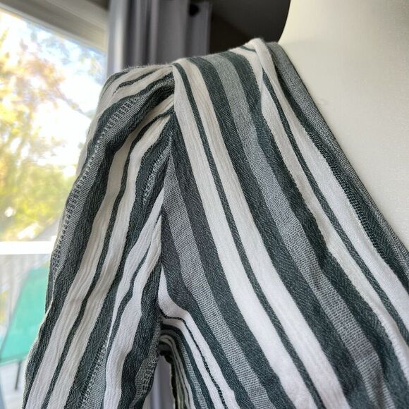 Boho Striped Crop Top Women’s Ring Front V-Neck Y2K Cottagecore Festival Blouse - Picture 7 of 12